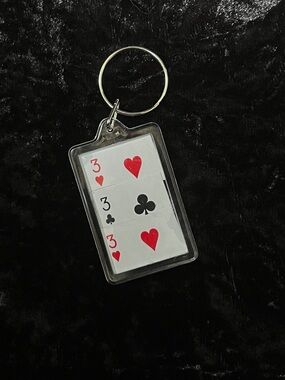 Handmade angel number keychain- 3 of Hearts & Clubs